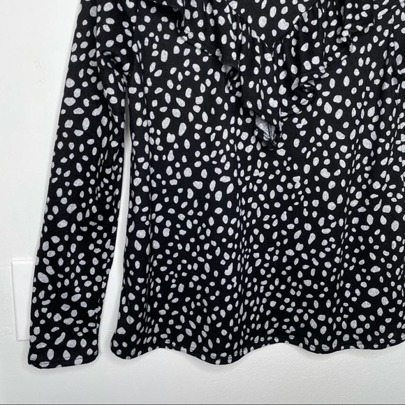 Perfect Peach Polka Dot Ruffle Crew Neck Sweater Size S - Picture 3 of 8